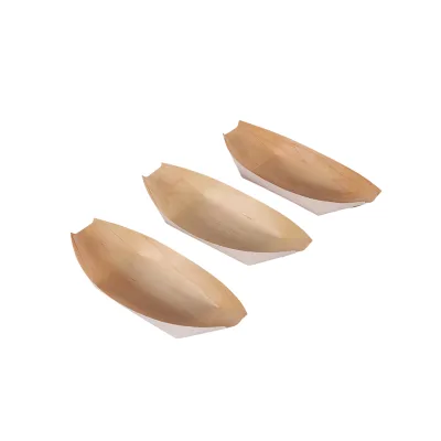 High Quality Customized Disposable Wooden Sushi Serving Wood Boats 3-9 Inch Sizes for Restaurants & Hotels