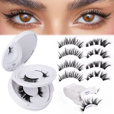 2 Pairs Customize Magnetic Eyelash With Mirror Private Label 3d Soft Natural Long Thick Silk Magnetic Lashes With Clip