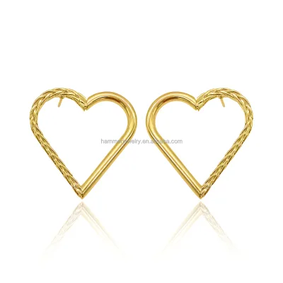 Wholesale Heart-Shaped Brass Hoop Earrings Fashion Jewelry for Anniversary Occasions