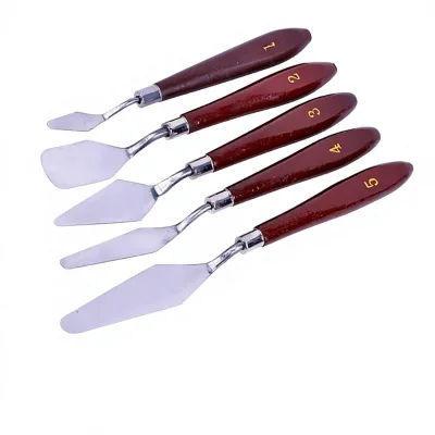 Stainless Steel Plastic Handle Oil Painting Scraper 5-Piece Art Color Mixing Knife Watercolor Paint Shovel Painting Set China DF