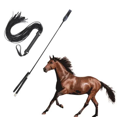 High Quality 2pcs Horse Whip Riding Crop 75cm PU Leather Whip Crop Set for Equestrian Horse