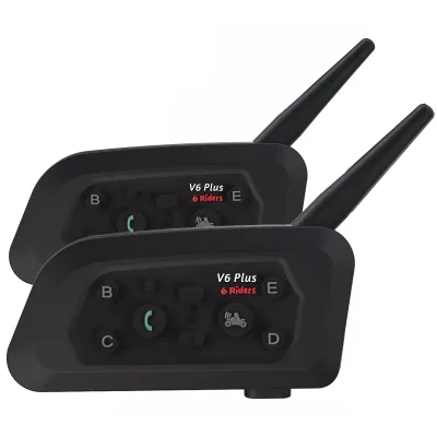 Hands-free Calling, FM, GPS Playback Supported 6 People Connected & 2-way Intercom V6 Plus Intercomunicador Para Motocicleta
