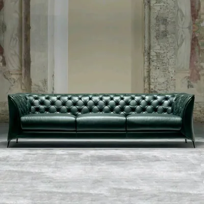 Italian Leather Sofa with Minimalist Style - Luxury Living Room Set, American Retro & Nordic Modern, Snap - on Sofa