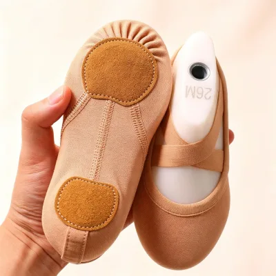 Fitdance E2606 Soft Ballet Dance Shoes Stretch Fabric Flat Heel Rubber Outsole Slipper Wraparound Training Footwear for Kids