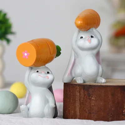 Factory Price Rabbit Anti Radish Resin Crafts Statue Easter Bunny Statue Outdoor Courtyard Easter Decoration Eco-friendly Gifts