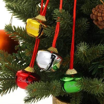 Wholesale Color Open Bell Custom logo Christmas Decoration Bell Pendant with Rope