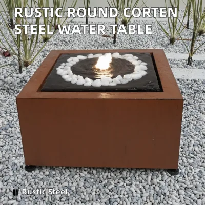 Garden Zen Iron Weather Resistant Waterfall Fountain Feng Shui Design Outdoor Rusty Steel Decoration