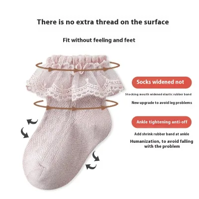 100%Cotton Summer Thin Mesh Socks for Girls Children's Lace Princess Baby Socks Baby's Comfortable and Stylish Accessory