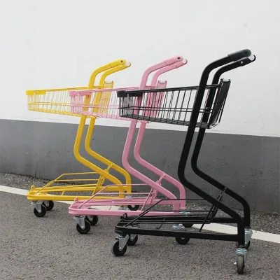 Manufacturer 2-tier Supermarket Grocery Trundler Double Basket Shopping Trolley Cart