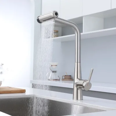 Thickened Hot Cold Modern Single Brass Kitchen Faucet Ceramic Valve Core Deck Mounted Folding Rotatable Splash Proof Ball Faucet