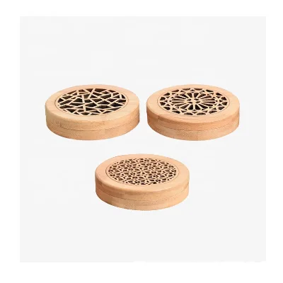 Bamboo Incense Burner 3.7-inch Custom Round square Stylish Wooden Coil Incense Holder Incense burner Box