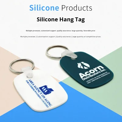 Customized Flat Color Printing Pet Nameplate Advertising Promotional Gift Pendant Hotel Number Plate Cartoon Silicone Metal Ring