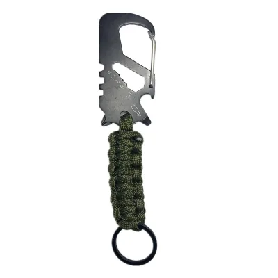 Outdoor Paracord Survival Keychain With Scraper Wrench Opener EDC Multifunctional Camping Survival Carabiner Hook Keychain