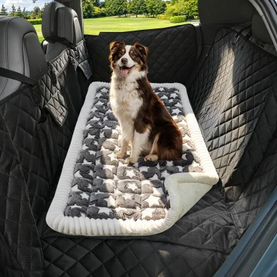Multi-Purpose Dog Car Seat Mat , 2.36" Plush Washable Pet Cushion, Non-Slip for Car, Sofa, Crate, Outdoor Use