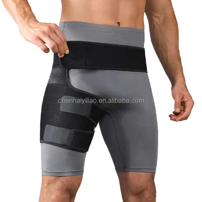 Adjustable Compression Groin Support Wrap for Right Thigh Hip Groin Hamstring Sciatic Nerve Pain Relief Protective