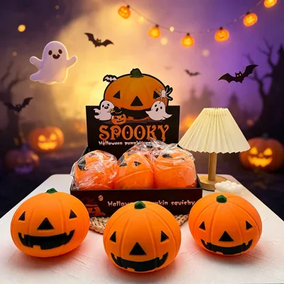 Halloween Smiling Jumbo Pumpkin Slow-Rebound Stress-Relief Rubber Bulk Packaging Dumpling Squishy
