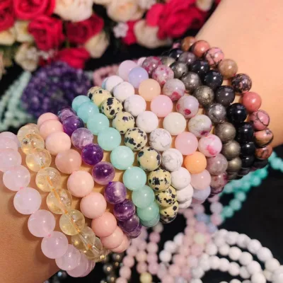 8mm Wholesale Colorful Cheap Crystal Bracelet Amethyst Reiki Spiritual Different Materials Fashion Gemstone Bracelets for Women