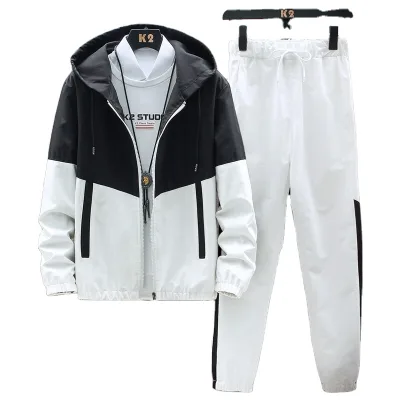 Spring and Autumn Sports Set Two Piece Set for Men's New Youth Casual Fashion Hoodie Men's Coat
