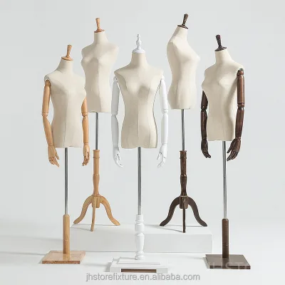 Female Mannequin Torso Adjustable Height Dress Mannequin Body with Tripod Stand for Clothing Dress Jewelry Display