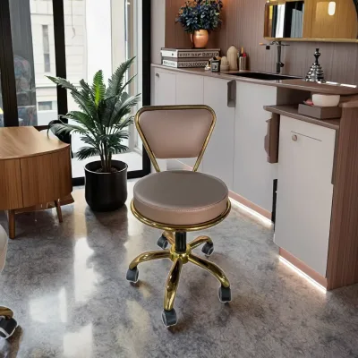 Modern Nail Salon Spa Manicure Technician Chair Small Rotating Leather Barber Stool Chair for Barber Shop