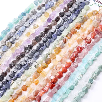 Rainbow Colorful Rough Natural Stone Beads Irregular Raw Stone Beads for Necklace Bracelet DIY Jewelry Making