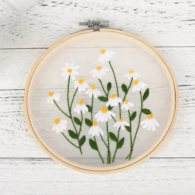 Three-Dimensional Tulle Hand Embroidery Cross Stitch Sewing Kit with Embroidery Hoops,Suitable for Adults and Kids Beginner