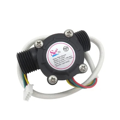 1-30L/Min DN15 G1/2 Liquid Water Hall Effect Turbine Flow Sensor Meter YF-S201B 4P Temp Sensor