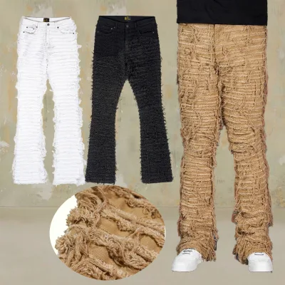 Men's Eco-Conscious Stonewashed Denim Pants Customizable Sizes Colors High Street Casual Style Woven Jeans Solid Print
