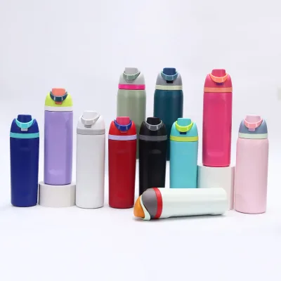 Insulated 16Oz/19Oz/24Oz/32Oz Promotional Drinkware Custom Stainless Steel Portable Pop-Up Water Bottles With Straw
