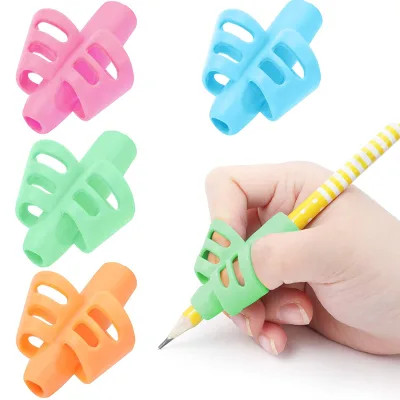 Factory Customized Silicone Rubber Pencil Grips 3Pcs/Set with Box for Children Writing Aid Pen Gripper