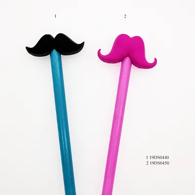 High Quality Custom PVC Pencil Toppers Cartoon Beard Shape Personalized Logo Print Pencil Caps for Promotional Merchandise