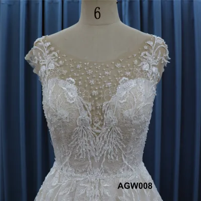 Illusion Tulle Wedding Dress Backless Lace Beading a Line Bridal Dress Robe De Mariage