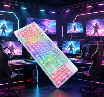 L1000 Clear RGB Mechanical Gaming Keyboard 104 Key Wired Waterproof Detachable Cable Full Size Computer Keyboards for PC Gamer
