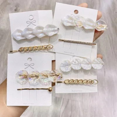 New Arrival Simple Fashion Korea Women Alloy /white Shell Hair Clips Set of 2 with Packing Card Sweet Cute INS Style Hairpins