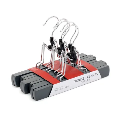 Custom Set Luxury Clothes Painted White Wooden Trouser Pants Skirt Clamp Bottom Hangers