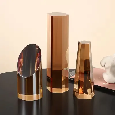 Custom New High Quality Study and Living Room Crystal Six Piece Set Crystal Glass Block Cube