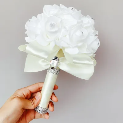Customized Bridal Bouquet Ribbon Wedding Bouquet Artificial Bridal Bouquets Romantic Foam Wedding Hand Holding Flower