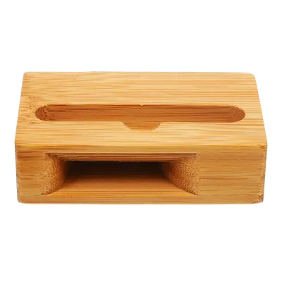 Universal Vintage Bamboo Phone Stand Holder Standing Type Dock Stands with Sound Amplifier for Cell Phones