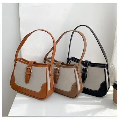 PU canvas stitching female bag Shoulder bag lady bag
