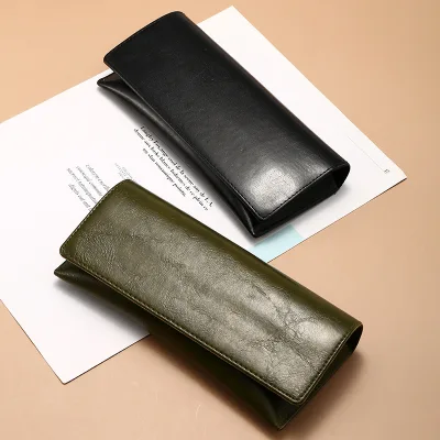 Hot Sale Sunglasses Case Luxury Vintage Hand-Stitched Leather Glasses Case Custom Packaging Logo