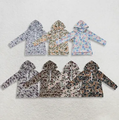Hot Sale Boys Hunting Camo Toddler Hoodie Pullover Half Zip Milk Silk Casual Top