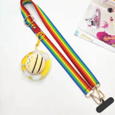 2.5cm Wide Crossbody Mobile Phone Lanyard Strap with Small Bag, Coin Purse Multifunctional Straps with Phone Patches