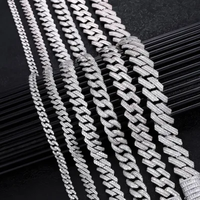 CM Jewelry Cadena Rhodium Gold Plated Bling Miami Diamond Necklace Iced Out Hip Hop Full Zirconia Multiple Cuban Link Chain Men