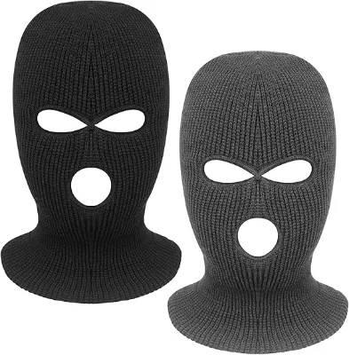 Wholesale Custom Winter Full Face 3-hole Ski Mask Windproof Unisex Custom Embroidered Logo Solid Color Knitted Mask Balaclava