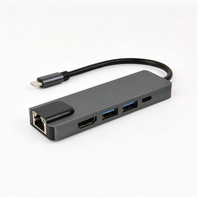 Universal 5 in 1 Type C to HDTV USB  Type C Hub to Ethernet Adapter with Gigabit 500Mbps Ethernet Port for Macbook/Mobile