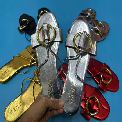 1.15 Dollars Model SJX017 Size 36-41 Africa Hot Sell Women Flat 2024 Platform Cheap Home Ladies Sandals With Colors