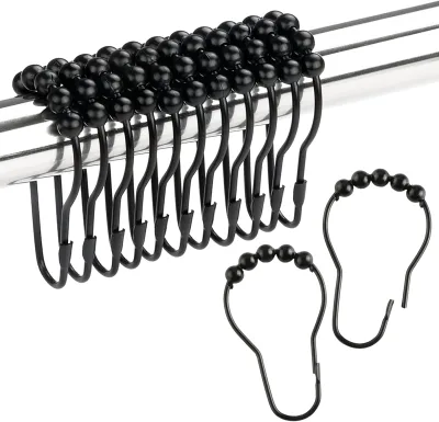 Rustproof Stainless Steel Shower Curtain Rings for Bathroom Shower Rods Hooks Set of 12