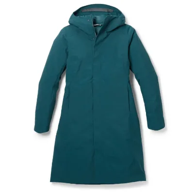 Women Long Hooded Slim Fit Insulated Windproof Water Repellent Warm Fill Knee-Length Commuter Winter Outer Coat