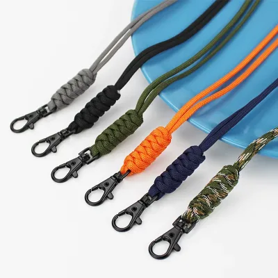 Hot Sale Wholesale Custom Polyester Paracord Braided Necklace Paracord Lanyard Suitable for Mobile Phone ID Card Key Chain