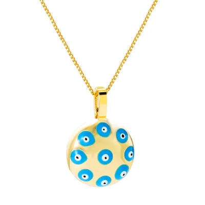Disc Dripping Oil Devil Eye Necklace Female Copper Plated Evil Eye Necklace